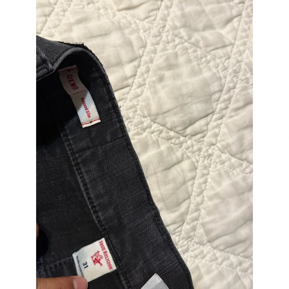True Religion Geno Relaxed Slim Moto Jeans Charcoal Gray Size 31